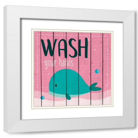 Under the Sea Rules 3 White Modern Wood Framed Art Print with Double Matting by Allen, Kimberly