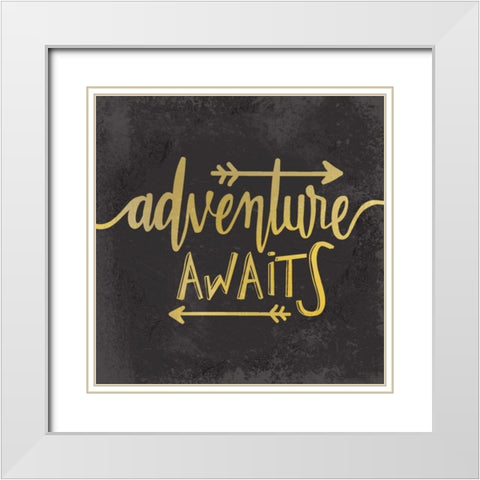 Adventure Awaits 1 White Modern Wood Framed Art Print with Double Matting by Allen, Kimberly