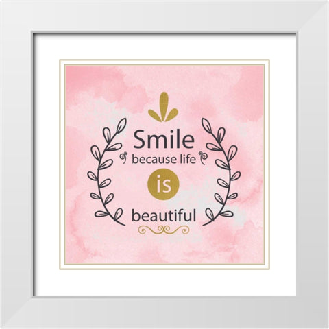 LIfe is Beautiful White Modern Wood Framed Art Print with Double Matting by Allen, Kimberly