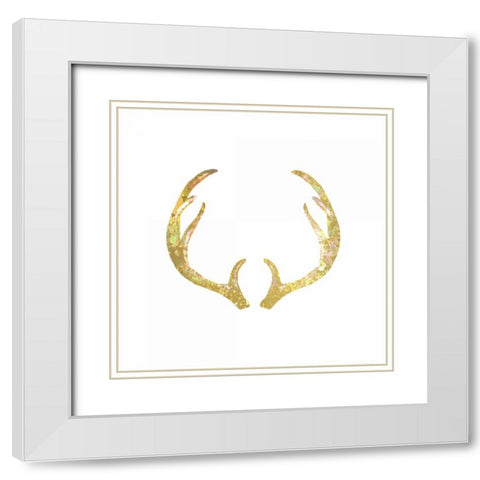 Splatter Antler 1 White Modern Wood Framed Art Print with Double Matting by Allen, Kimberly