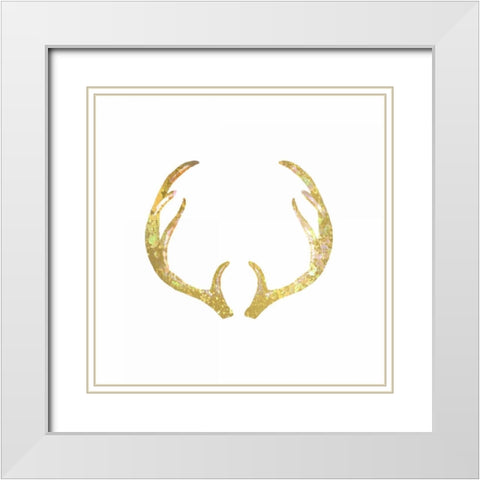 Splatter Antler 1 White Modern Wood Framed Art Print with Double Matting by Allen, Kimberly
