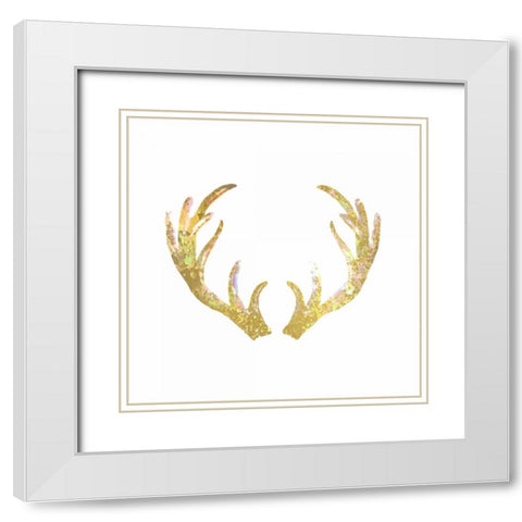Splatter Antler 2 White Modern Wood Framed Art Print with Double Matting by Allen, Kimberly