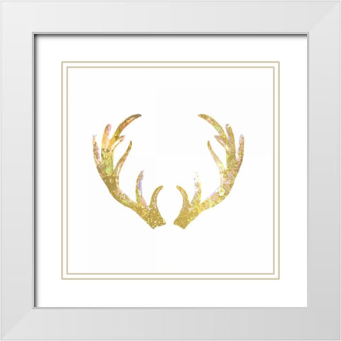 Splatter Antler 2 White Modern Wood Framed Art Print with Double Matting by Allen, Kimberly