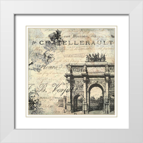 Paris Carte Postale 2 White Modern Wood Framed Art Print with Double Matting by Allen, Kimberly