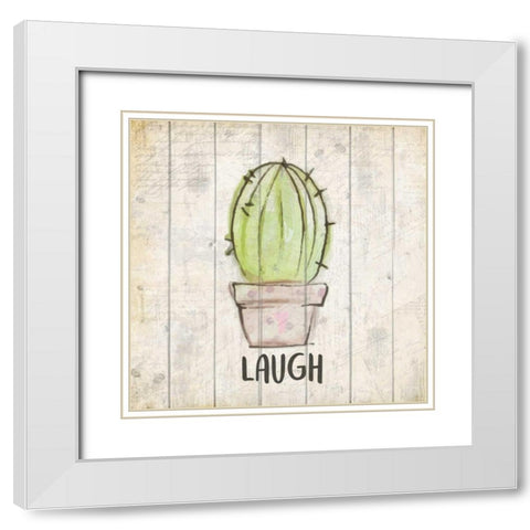 Watercolor Cactus Laugh White Modern Wood Framed Art Print with Double Matting by Allen, Kimberly