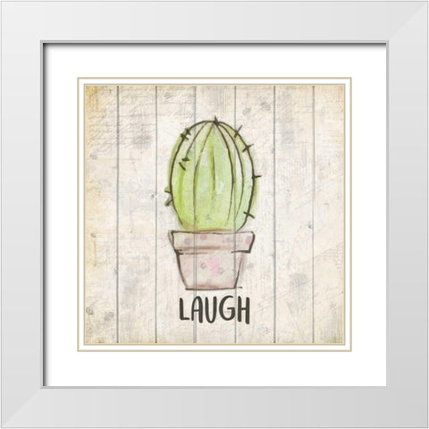 Watercolor Cactus Laugh White Modern Wood Framed Art Print with Double Matting by Allen, Kimberly