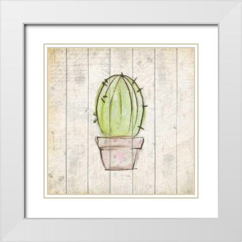Watercolor Cactus 1 White Modern Wood Framed Art Print with Double Matting by Allen, Kimberly