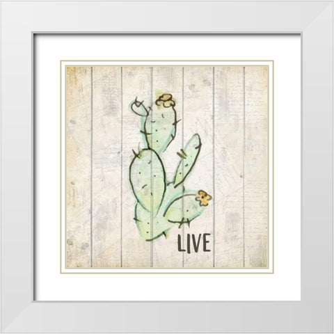 Watercolor Cactus Live White Modern Wood Framed Art Print with Double Matting by Allen, Kimberly