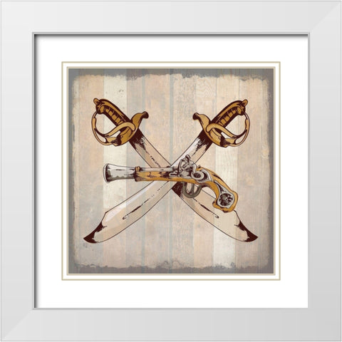 Pirate C White Modern Wood Framed Art Print with Double Matting by Kimberly, Allen