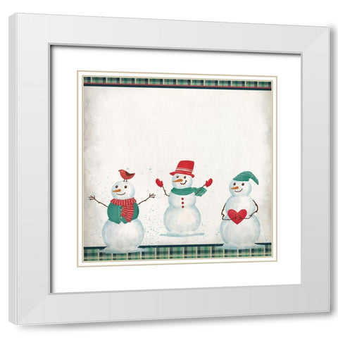 Hometown Snowmen White Modern Wood Framed Art Print with Double Matting by Kimberly, Allen