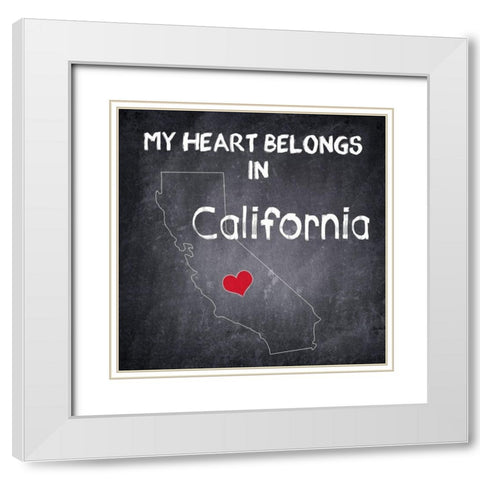 My Heart CA White Modern Wood Framed Art Print with Double Matting by Kimberly, Allen