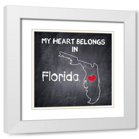 My Heart FL White Modern Wood Framed Art Print with Double Matting by Kimberly, Allen