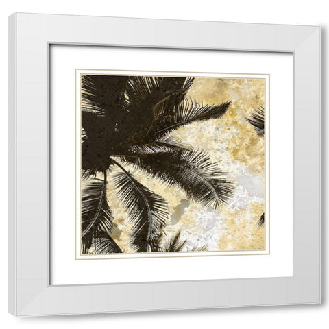 Palm Tree Gold 1 White Modern Wood Framed Art Print with Double Matting by Kimberly, Allen