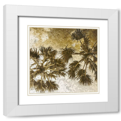 Palm Tree Gold 2 White Modern Wood Framed Art Print with Double Matting by Kimberly, Allen