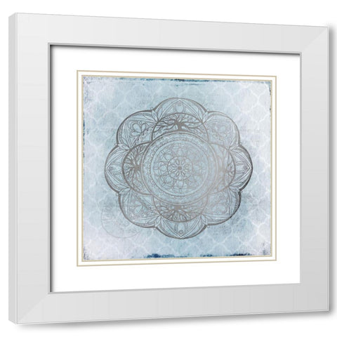 Silver Medallion 1 White Modern Wood Framed Art Print with Double Matting by Kimberly, Allen