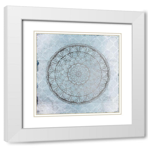Silver Medallion 2 White Modern Wood Framed Art Print with Double Matting by Kimberly, Allen