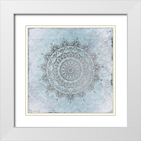Silver Medallion 3 White Modern Wood Framed Art Print with Double Matting by Kimberly, Allen