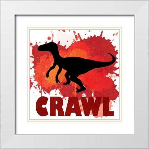 Dino Crawl White Modern Wood Framed Art Print with Double Matting by Kimberly, Allen