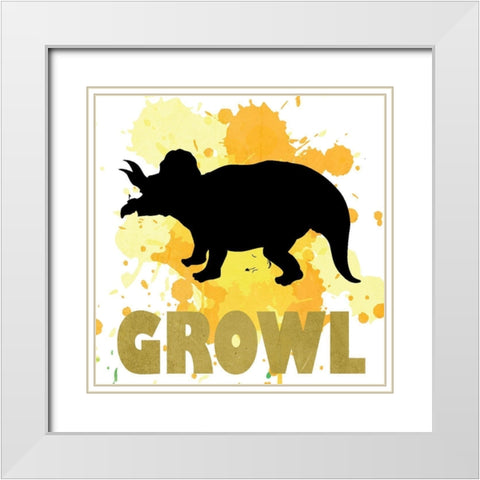 Dino Growl White Modern Wood Framed Art Print with Double Matting by Kimberly, Allen