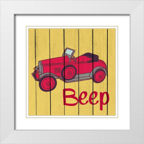 Beep Honk 1 White Modern Wood Framed Art Print with Double Matting by Kimberly, Allen