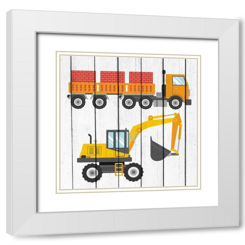Tractor and Trucks 3 White Modern Wood Framed Art Print with Double Matting by Kimberly, Allen