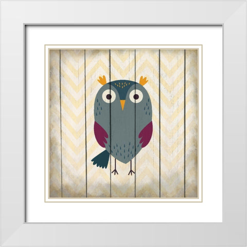 Owl 3 White Modern Wood Framed Art Print with Double Matting by Kimberly, Allen
