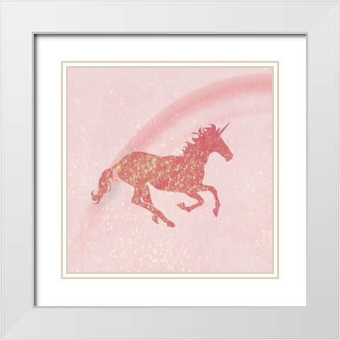 Glitter Unicorn 1 White Modern Wood Framed Art Print with Double Matting by Kimberly, Allen