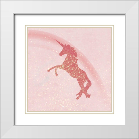 Glitter Unicorn 2 White Modern Wood Framed Art Print with Double Matting by Kimberly, Allen