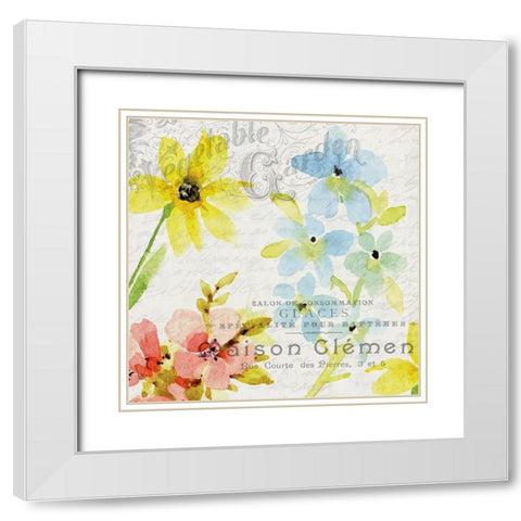 French Floral 2 White Modern Wood Framed Art Print with Double Matting by Allen, Kimberly