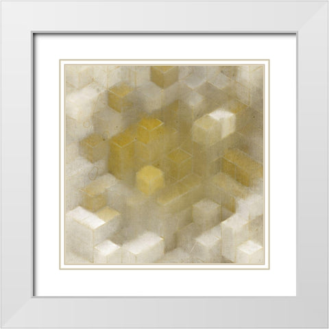 Golden Cube White Modern Wood Framed Art Print with Double Matting by Kimberly, Allen