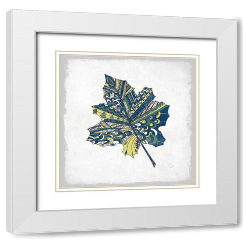 Henna Leaves 1 White Modern Wood Framed Art Print with Double Matting by Kimberly, Allen