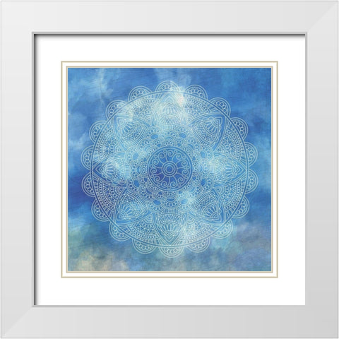 Deep Blue Mandala 1 White Modern Wood Framed Art Print with Double Matting by Kimberly, Allen