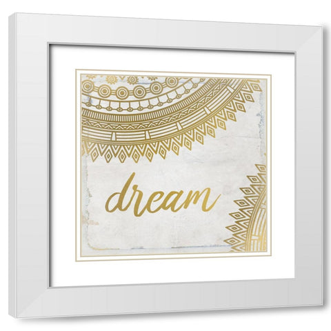 Henna Gold 1 White Modern Wood Framed Art Print with Double Matting by Kimberly, Allen
