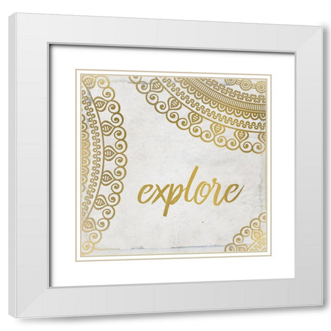 Henna Gold 2 White Modern Wood Framed Art Print with Double Matting by Kimberly, Allen