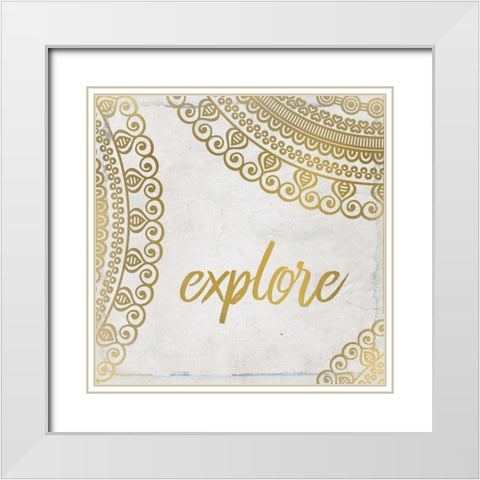 Henna Gold 2 White Modern Wood Framed Art Print with Double Matting by Kimberly, Allen