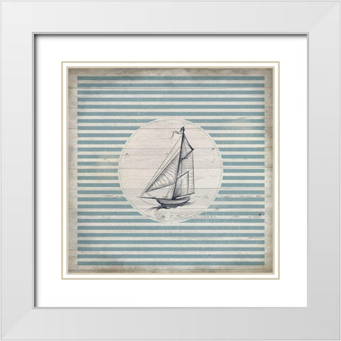 Lets Sail  2 White Modern Wood Framed Art Print with Double Matting by Kimberly, Allen