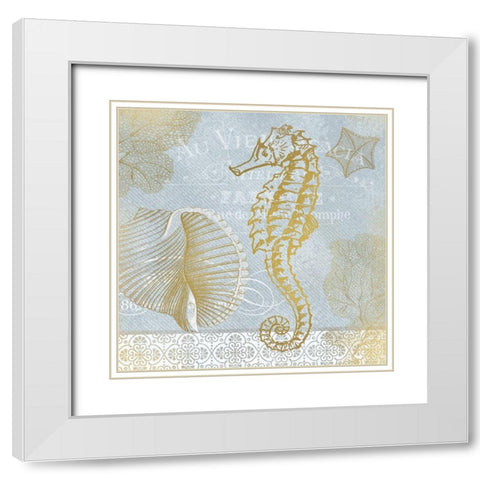 Azure Coastal Calm 1 White Modern Wood Framed Art Print with Double Matting by Kimberly, Allen