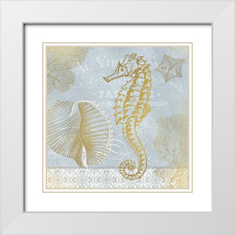 Azure Coastal Calm 1 White Modern Wood Framed Art Print with Double Matting by Kimberly, Allen