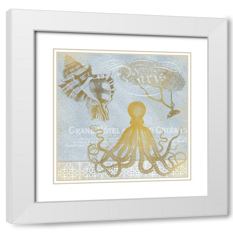 Azure Coastal Calm 2 White Modern Wood Framed Art Print with Double Matting by Kimberly, Allen