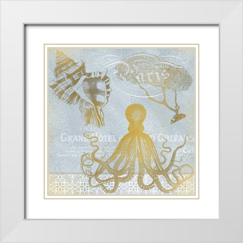 Azure Coastal Calm 2 White Modern Wood Framed Art Print with Double Matting by Kimberly, Allen