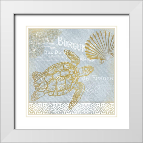 Azure Coastal Calm 3 White Modern Wood Framed Art Print with Double Matting by Kimberly, Allen