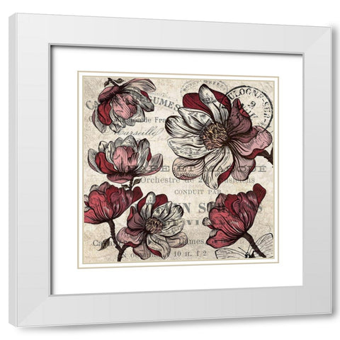 Magnolia Series 3  White Modern Wood Framed Art Print with Double Matting by Kimberly, Allen