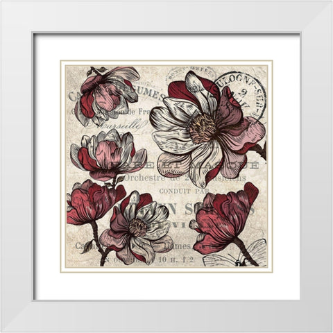 Magnolia Series 3  White Modern Wood Framed Art Print with Double Matting by Kimberly, Allen