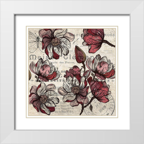 Magnolia Series 4 White Modern Wood Framed Art Print with Double Matting by Kimberly, Allen