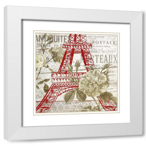 Paris Script Series 3 White Modern Wood Framed Art Print with Double Matting by Kimberly, Allen