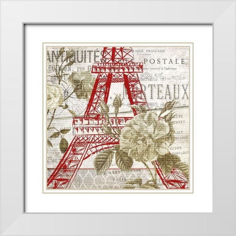 Paris Script Series 3 White Modern Wood Framed Art Print with Double Matting by Kimberly, Allen