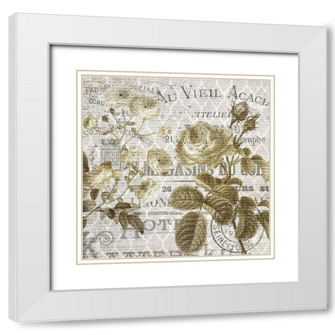 Paris Script Series 5 White Modern Wood Framed Art Print with Double Matting by Kimberly, Allen