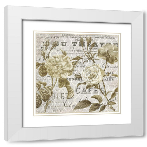 Paris Script Series 6 White Modern Wood Framed Art Print with Double Matting by Kimberly, Allen