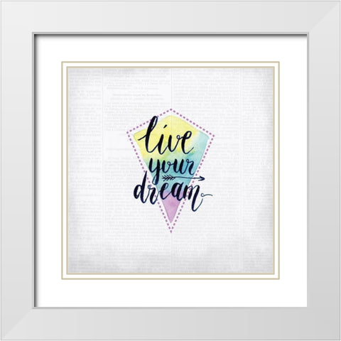 Newspaper Boho 4 White Modern Wood Framed Art Print with Double Matting by Kimberly, Allen