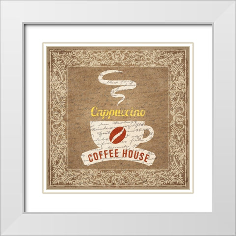 Coffee House 1 White Modern Wood Framed Art Print with Double Matting by Kimberly, Allen